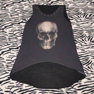 2010s tumblr grunge high low studded leopard skull tank top